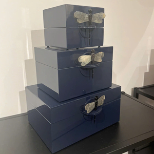 Lacquer box <b>Dragonfly</b> Luxury Gold Leaf Decorative <b>Dragonfly</b> Lacquered <b>Jewelry</b> Box Handmade From Vietnam - Product Image 3