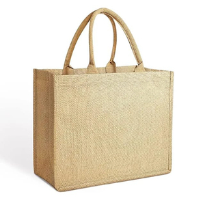 Vente en gros Grand sac à main fourre-tout en jute avec logo personnalisé Bandoulière promotionnelle de haute qualité pour la publicité - Product Image 5