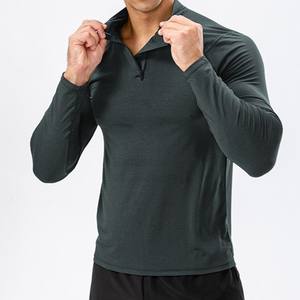 OEM Men's Fitness Half Zip Slim Fit Pullover Sportswear Long Sleeve Quick Dry Running Training Suit Plus Size Training <b>T</b> <b>Shirt</b> - Product Image 4