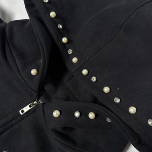 เครื่องแต่งกายแนวสตรีทไข่มุกเทอร์รี่ทำจากผ้าฝ้าย100% มีฮู้ดสำหรับผู้ชายเสื้อฮู้ดสไตล์บ็อกซี่รับน้ำหนัก - Product Image 3