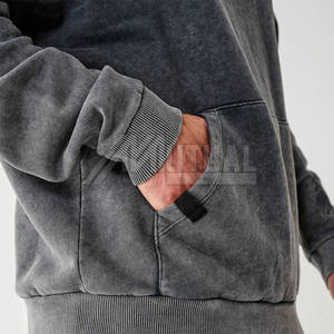 Chándales de lavado ácido de alta resistencia de algodón 100%, conjuntos de patrones sólidos transpirables y ecológicos de buena calidad para la temporada de otoño - Product Image 2