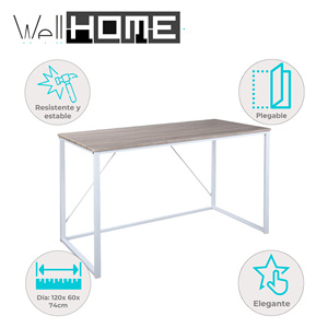 Well Home 'Elmo' Mesa de comedor plegable en madera de haya blanca 120x60x74cm - Product Image 2