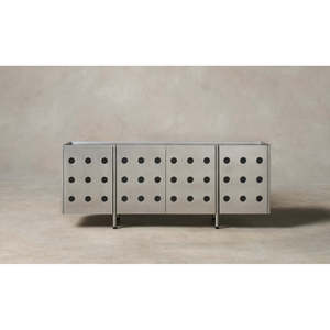Buffet Louis en <span class=keywords><strong>bois</strong></span> massif, style traditionnel et minimaliste, meuble de salle à manger antique avec structure métallique pour salon - Product Image 1