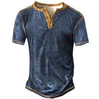 T-shirt Henley personnalisé pour homme 2025, col en V, imprimé, surdimensionné, polyester/coton, anti-plis, écologique, séchage rapide, respirant, décontracté