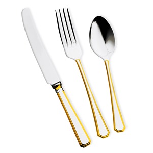 Cubiertos chapados en plata de acero inoxidable de estilo elegante, cubiertos de lujo, cuchara, tenedor, juego de cuchillos para banquete, boda y regalo - Product Image 3