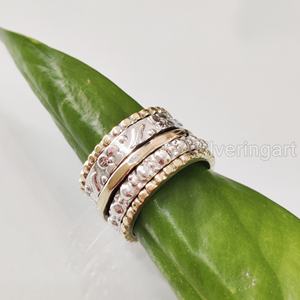 Anneau de méditation Spinner Band Bague de pouce pour femme en argent sterling 925 Fidget Bijoux faits à la main Anxiété de Noël Bague Spinner pour homme - Product Image 6