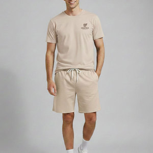 Stylish <b>Men</b> Two Piece Shorts Set Featuring Short Sleeve T <b>Shirt</b> And Comfortable Matching Shorts <b>For</b> Casual <b>Summer</b> Wear - Product Image 1