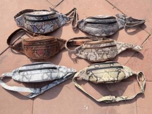 Ceinture de poche tendance en cuir véritable imprimé serpent, sac à main de voyage, python, facile à transporter, ceinture à argent, utilisations multiples - Product Image 5