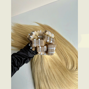 Cinta rubia en extensiones de cabello humano vietnamita técnica rusa procesamiento eslavo virgen textura suave y sedosa Exportación de fábrica - Product Image 2