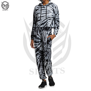 Sudadera con capucha tie-dye personalizada con estampado a granel para mujer, sudadera holgada de talla grande con cordón y hombros caídos para mujer - Product Image 6