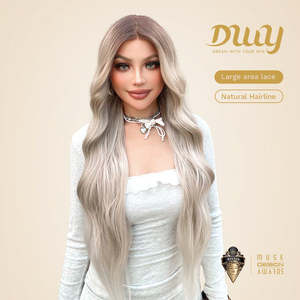 วิกผมสังเคราะห์สีบลอนด์แพลตตินั่ม Piper-DWY พร้อมด้วยลูกไม้โปร่งแสงด้านหน้าและผมลอนตรงกลางแบบเวฟ - Product Image 6