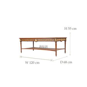 Mesa de Centro de Lujo con Incrustaciones de Latón Hechas a Mano y Estante de Mimbre para una Decoración Elegante de la Sala de Estar - Product Image 4