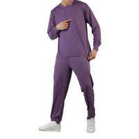 Ensemble de jogging pour homme en molleton de coton à col ras du cou, 240 grammes, imprimé numérique, avec cordon de serrage, longueur intégrale, poches latérales sportives, respirant