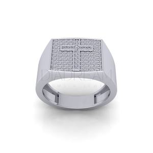Anillo de bodas de plata de ley 925 para hombre, joyería fina con corte de moissanita, Diamante helado, estilo Hip Hop - Product Image 1