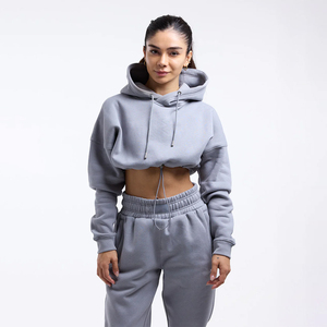 Chándal de mujer al por mayor Top corto ajustado y pantalones deportivos ropa deportiva chándal de mujer bordado personalizado al por mayor - Product Image 1