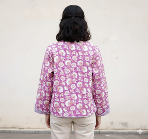 เสื้อแจ็คเก็ตสไตล์โบฮีเมียนแบบใหม่ แจ็คเก็ตผ้าควิลท์แบบกลับด้านได้สำหรับทุกเพศ ทำด้วยมือจากผ้าฝ้ายอินเดีย เสื้อโค้ทฤดูหนาวและฤดูใบไม้ผลิ ลายพิมพ์ขอบไม่เย็บ สำหรับฤดูใบไม้ร่วง - Product Image 2