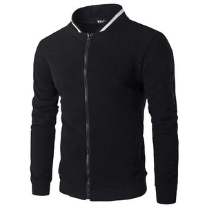 Automne/hiver hommes diamant grille contrastant à manches longues coupe ajustée veste décontracté fermeture éclair col montant haut de sport - Product Image 6