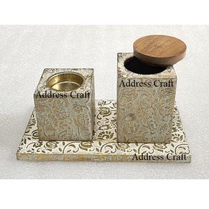 Brûleur d'encens Mubkhar en bois de Style arabe de haute qualité et coffret décor de bureau à domicile brûleur d'encens Bakhoor ensemble brûleur d'Oud - Product Image 3