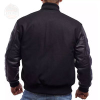 Blousons universitaires de baseball pour hommes de haute qualité, corps en laine, manches en cuir, col montant, vente en gros, fabricant OEM