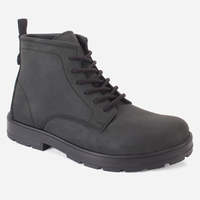 Bottes à lacets en cuir pour hommes SAMSO avec logo personnalisé, bout rond, talon de 0,5 pouce, semelle intérieure en caoutchouc antidérapante, motif uni