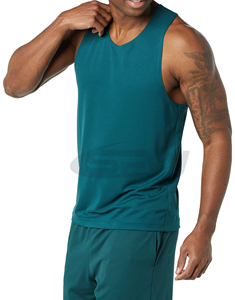 Camiseta sin mangas de poliéster para hombre, ropa de calle sin mangas de moda con ajuste moderno, tela de mezcla de algodón ligera, Ideal para trajes - Product Image 1