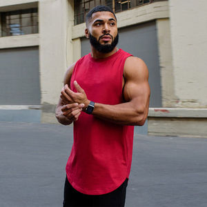 High Quality 100% Cotton Men's Gym Vest <b>Tank</b> <b>Tops</b> Casual Style Elastic Stringers Breathable Fitness Muscle Training <b>Workout</b> - Product Image 1