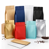 Sacs d'emballage pour grains de café avec logo personnalisé, sans valve, fond plat, fermeture éclair, 200g 500g 1kg 5lb, qualité alimentaire, vente en gros
