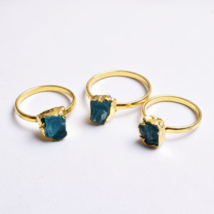 Anillo de apatita natural galvanizado en bruto joyería de piedras preciosas ajustable anillo de cristal hecho a mano anillo de moda chapado en oro para mujer - Product Image 4