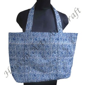 Bolso de mano de lona de algodón hecho a mano con estampado de bloques florales para mujer, logotipo personalizado ecológico, estilo Floral para invierno y verano, perfecto - Product Image 3