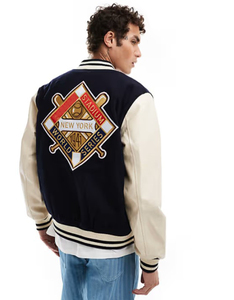 Hombres Varsity Baseball College Bomber Jacket para hombres Vintage Letterman Casual Varsity Jacket Bordado Chenille Patches 3D Patch - Product Image 5