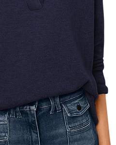 <b>Women</b> <b>Navy</b> <b>Blue</b> V Neck Knit Sweater Long Sleeve Loose Fit Soft Winter Pullover Casual Elegant Daily Wear Top <b>For</b> <b>Women</b> Trend - Product Image 6