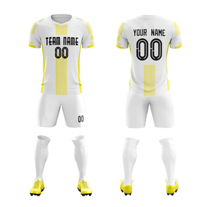 Ropa Deportiva de Entrenamiento, Cuello en V, Manga Corta, Transpirable, 100% Poliéster, Conjunto de Camiseta y Pantalones Cortos de Fútbol, MOQ Bajo, Uniformes Personalizados - Product Image 5