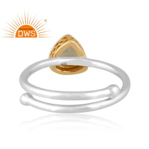 แหวนพลอยเพอริดอตธรรมชาติทำจากเงินแท้ปรับได้ของขวัญสำหรับผู้หญิง - Product Image 4