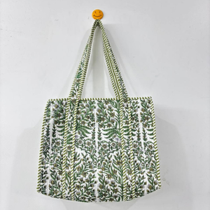 Grand sac fourre-tout matelassé en coton de haute qualité pour femmes, motif floral coloré, pour bijoux et aliments, style campagne française - Product Image 1