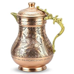 Pichet à jus d'eau antique de qualité supérieure, poignée en laiton cuivré fait à la main, verres à polir mat, articles utilitaires de sport, accès direct - Product Image 6