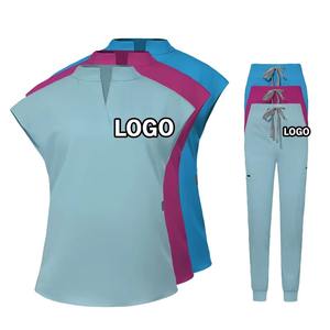 Prix de gros Logo personnalisé grande taille Medicos rayonne spandex à la mode respirant infirmières médicales uniformes ensembles de gommage pour les femmes - Product Image 6