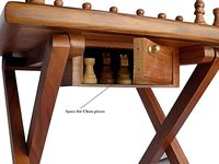 Mesa de Ajedrez de Madera Hecha a Mano, Plegable, con Caja de Almacenamiento Magnética, Multicolor, Marca IBS, 12x12x12 Pulgadas, Pulida, para Bodas, Juegos en Interiores