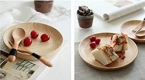 2 packs d'assiettes rondes en bois d'acacia de 9.45 pouces pour les plats alimentaires, les bonbons, les fruits, le dessert et le café. - Product Image 2