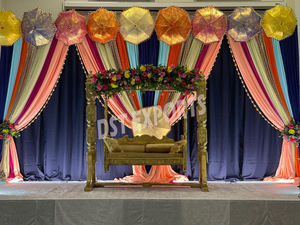 Rajasthani Mela Style <b>Mehndi</b> Setup <b>Decoration</b> Colorful Theme Henna Night Stage Decor Best Tamil Wedding Sangeet Stage Decor USA - Product Image 6