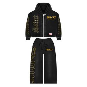 Chándal con Capucha Unisex de Alta Costura para Invierno, Talla Grande, Tejido Transpirable y Cómodo, Pantalones con Pedrería Personalizados, Diseño Gráfico Premium - Product Image 3