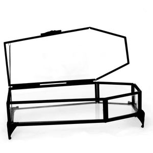 Boîte de rangement en verre transparent avec bordure en laiton, pour bijoux, cosmétiques, maquillage, rangement multifonctionnel, forme de cercueil, couleur personnalisée, fabrication artisanale - Product Image 3