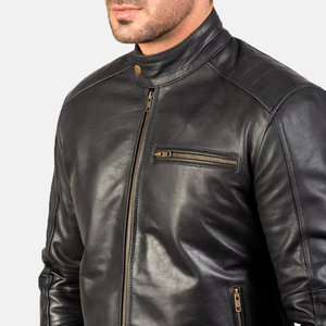 Chaqueta de motociclista para hombre, chaqueta acolchada de piel de oveja con forro de viscosa, bolsillos interiores y exteriores, 1 unidad lista para enviar - Product Image 2