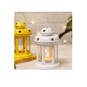 เทศกาลซัลซ่าโคมไฟโลหะทาสีสูงและแก้วคำสั่งผสมโคมไฟเทียนโคมไฟมาตรฐานสีชาโคมไฟ - Product Image 4