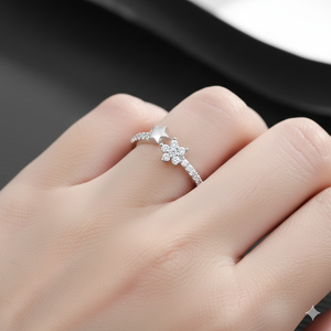 Anillo Abierto de Plata de Ley 925 con Estrella Fugaz Brillante, Diamante de Laboratorio, Oro Puro de 10K, Ajustable, Chapado en Oro Celestial o Plata - Product Image 3