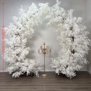 Arco de Flores de Cerezo Artificiales de Seda de Lujo para Decoración de Bodas, Color Blanco Puro, Tamaño Personalizado DKB - Product Image 6