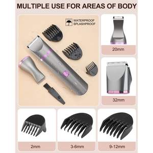 Rasoir électrique rechargeable et étanche pour la zone intime des femmes, utilisation humide ou sèche, avec lame en céramique, gris violet - Product Image 2