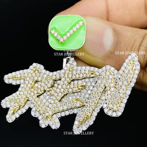 Colgante de Letra Personalizada Chapado en Oro de 10K con Diamantes Naturales Redondos de Corte Brillante, Estilo Hip Hop, Joyería Unisex - Product Image 2