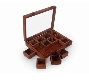 Caja de condimentos de madera personalizada de lujo, caja de condimentos de gran oferta, caja de sal de madera, tamaño personalizado y uso en la cocina - Product Image 1