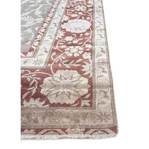 Tapis Aalam noués à la main en laine et soie, motifs médaillon rectangulaires rouge et orange pour la maison, le salon et le couloir - Pae-6162 - Product Image 4