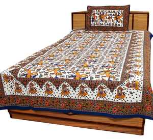 Royal rajasthani และการออกแบบลายดอกไม้ผ้าปูเตียงเดี่ยวผ้าคลุมเตียง - Product Image 1